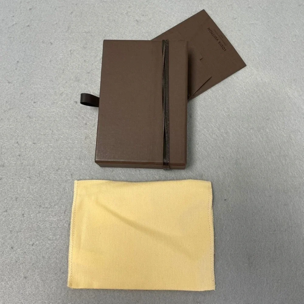 Louis Vuitton Small Gift Box Dust Bag Card Set Brown Yellow Authentic 5.5x3.75x1